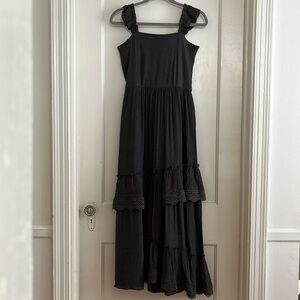 Mia Joy Size 14 Girls Asymmetrical Lace Tiered Maxi Dress Slate Gray